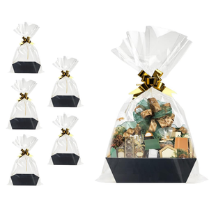 funsky Baskets For Gifts Empty, 5 Pk Black Empty Gift Baskets To Fill, Sturdy Cardboard Tray With Handles, Large Gift Baskets Empty Bulk For Beautiful Gifts, Christmas, Easter, Halloween