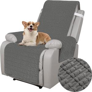 Foxdecor Recliner Chair Covers, Recliner Cover Non-Slip Chair Covers, Washable Recliner Couch Cover Furniture Protector, Cover for Recliner Chair with Elastic Straps. (Dark Grey, 23" W) (Recliner 23W inch(Pack of 1))