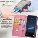 Designed for Samsung Galaxy A55 5G Case Wallet,Women Flip Folio Cover with Embossed PU Leather Stand Credit Card Holders Slots Wrist Strap Phone Case for Samsung A55 5G (Pink Girl) (9)