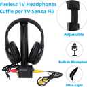 Wireless TV Headphones, Wireless Headphones for TV Watching with Transmitter Base, Wireless TV Headset with FM Radio Monitor Function for Seniors, Support RCA, AUX, Optic and Coaxial Audio Out Port