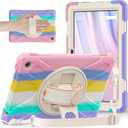 for Amazon Fire HD 10 & Fire HD 10 Kids Pro Tablet Case (13th Gen, 2023 Release), Heavy Duty Shockproof Case with Hand/Shoulder Strap Rotating Kickstand, Colourful Pink