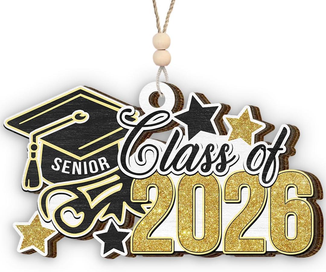 10 x Graduation Gifts for High School Seniors, Unique Senior Class of 2026 Graduation Ornament, Senior 2026 Gifts for Boys Girls Daughter on Christmas, Wood Graduate Cap Christmas Ornament