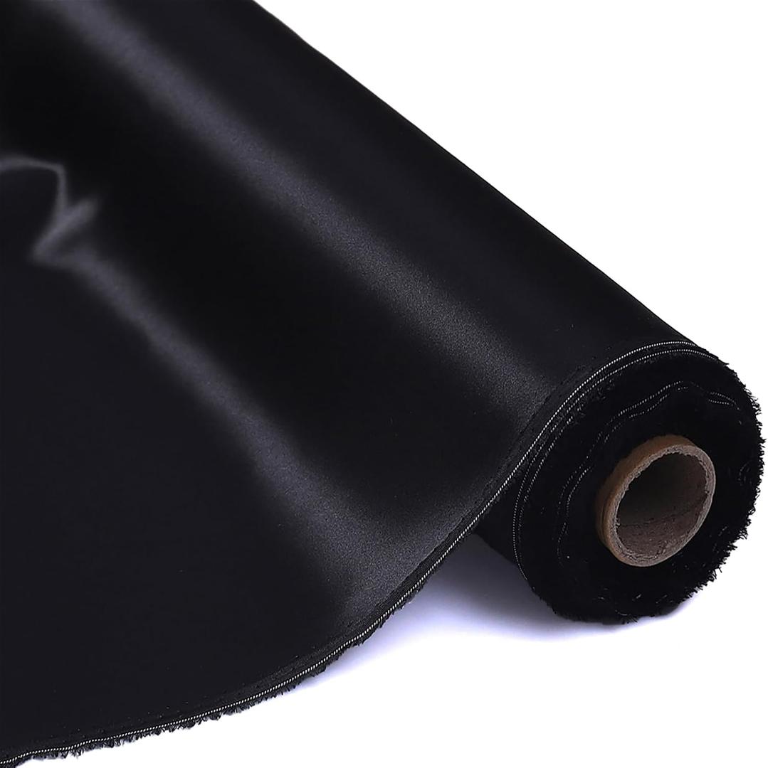 Byitre 16 Momme 100% Pure Mulberry Silk Fabric - 44 Inches Wide Charmeuse Silk, 1 Yard for Pajamas, Shirts or DIY Crafts(Black)