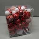 Christmas Ball Ornaments Set Assorted Shatterproof Ornaments 63 PCS Shaped Styles Xmas Tree Holiday Decorative,Red