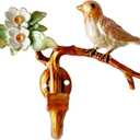 Vintage Bird Shaped Decorative Wall Hook Rack Hanger for Hanging Clothes Coats Towels Keys Hats, 1 Pack Antique Metal Mounted Wall Hook (Orange)