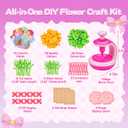 Flower Craft Kit for Kids, DIY Make Your Own Flower Bouquet Set with Reusable Felt Flowers, Arts and Crafts Gift for Girls Boys Ages 4-10