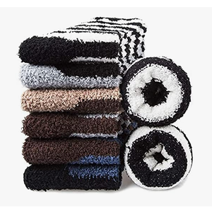 Mens Fuzzy Socks, Warm Winter Fluffy Cozy Slipper Fleece Socks for Men, 6 Pairs