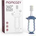 Momcozy Baby Toothbrush, Toddler Toothbrush 1-2, Infant Tooth Brush 6 to 12 Months and up, Oral Cleaner, Baby Tongue Cleaner, Blue
