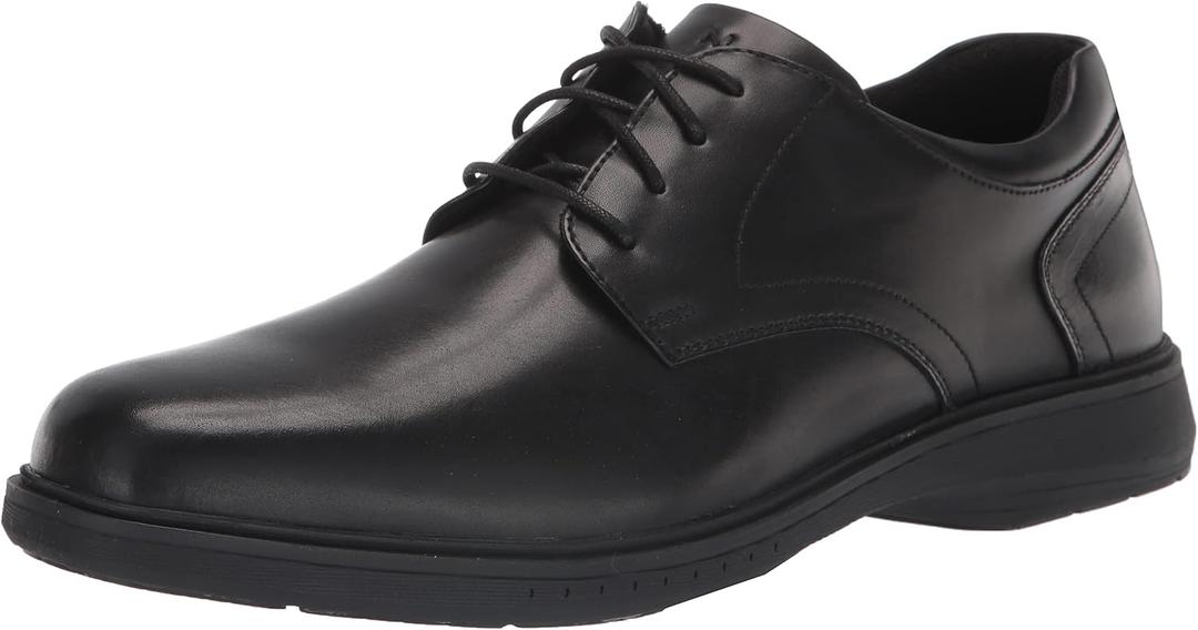 Nunn Bush Men's PRO Plain Toe Oxford with KORE Slip Resistant Comfort Technology, Black, 10.5 Wide