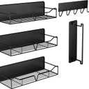Magnetic Shelves for Washing Machine & Fridge Utentils Rack 5 Pack- Metal Heavy Duty Magnetic Shelf Magnetic Laundry Organizer with Hooks and Towel Holder for Magnetic Laundry Room Storage (Black)