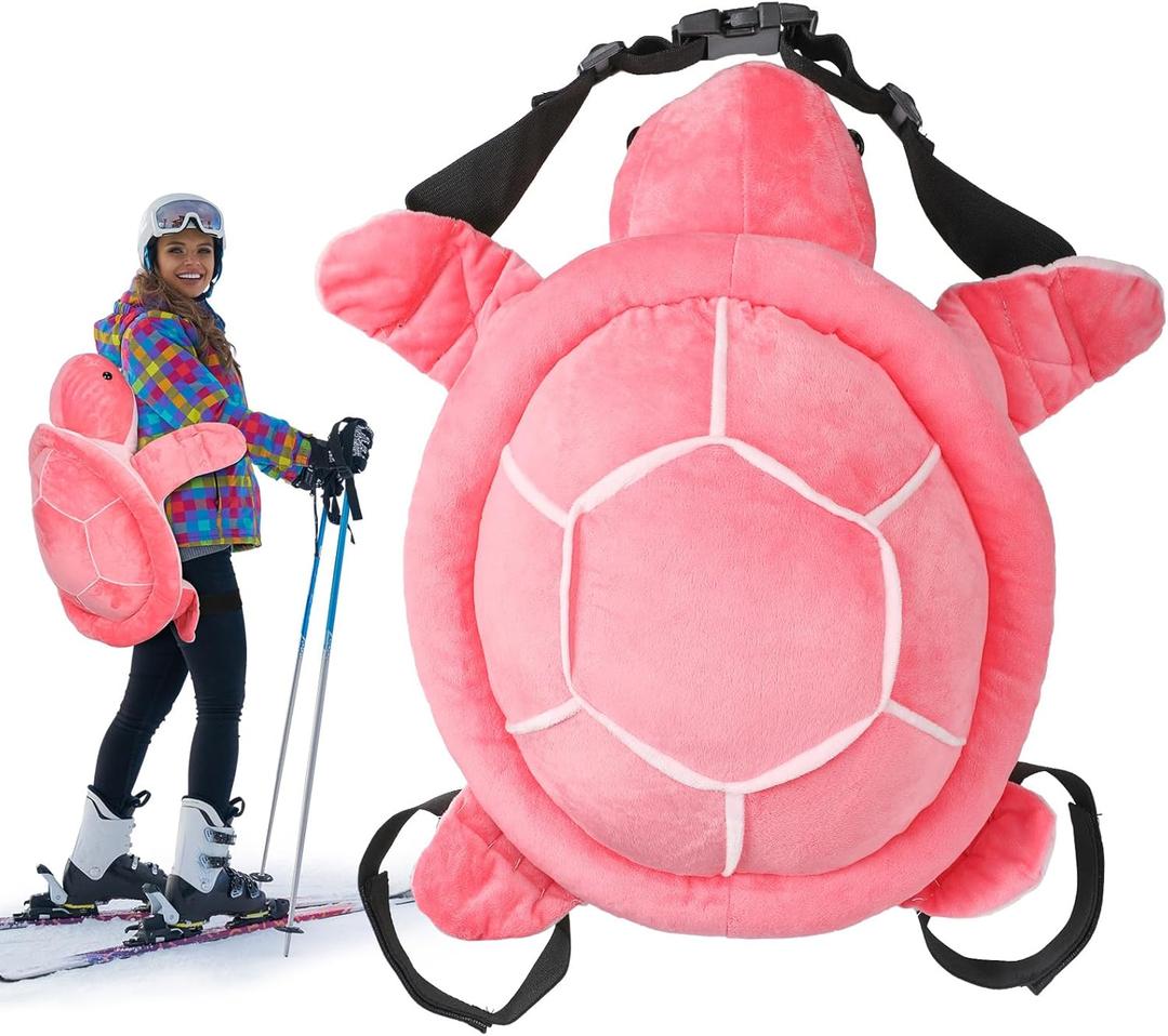 3Pcs Turtle Butt Pads for Snowboarding Ski Protective Gear Set Cute Turtle 3D Hip Protectors for Skating Tortoise Cushion Padded Turtle Knee Pad for Kids Adults Skiing Roller Protection, Pink