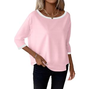 SOFIA'S CHOICE Women's Striped Shirt Loose Fit 3/4 Sleeve T Shirts Summer Casual Tee Top