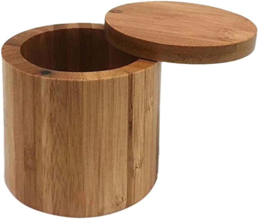 JapanBargain 4112, Bamboo Salt Boxes Spice Storage Containers With Magnetic Swivel Lid, 6 Ounce Capacity, One Pack