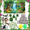 Chumia 9x6ft Rainforest Backdrop Set for 2026 Vbs Decoration Animal Vines, 5 x 6.9 ft