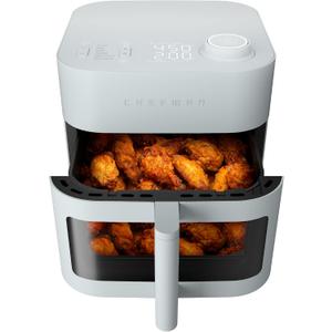 Chefman Crispinator Air Fryer 6-in-1 with 8 Qt capacity, 450F Max Temp with TurboFry Pro Technology for Fast and Even Results, Viewing Window, Nonstick Ceramic Basket (Concrete)