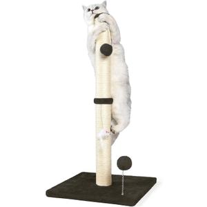 ANWA 32" Tall Cat Scratching Posts for Indoor Cats, 3-in-1 Cat Scratching Post with Plush Toys, Premium Sisal Post for Cats at All Ages with Reinforced Stable Base, Brown
