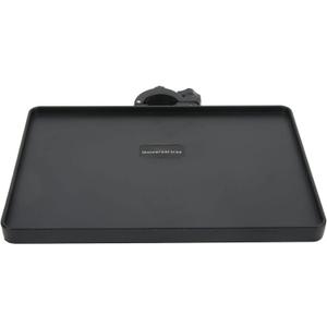 Pomya Microphone Stand Tray, ABS Black Modern Style, For Stage & Control Room, Holds Mic & Phone, 6.5x8.66in, 0.59-1.18in Clamp