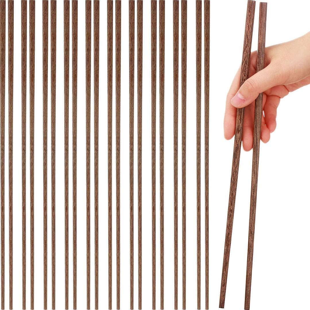 10 Pairs Cooking Chopsticks Reusable 12 Inch Extra Long Wooden Chop Sticks Natural Chinese Style Chopsticks for Noodles, Frying, Hot Pot, Cooking