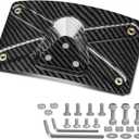 T-carbon Curved Laydown License Plate Mount Compatible with 3 Hole Mount Motorcycle Models, Real Carbon Fiber Curved License Plate Mount Kit, 4x7 Universal Fit