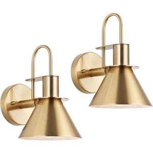 WILON Gold Wall Sconces Set of Two Indoor Wall Lights with E26 Base Industrial Gooseneck Barn Wall Lamp Modern Brass Wall Sconce Light for Bedroom Living Room Kitchen Sink Bedside Bathroom