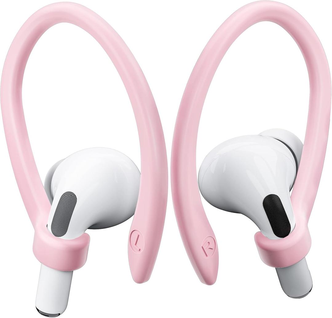 2 Pairs AirPods Ear Hooks for AirPods Pro 2, AirPods Pro, AirPods 4, 3, 2 & 1, Upgraded Anti Slip Sports Clip Hooks for AirPods 1, 2, 3, 4,Pro and Pro 2  Pink