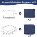 4-Piece Outdoor Patio Cushion Covers, Seat & Back Replacement Set, Covers Only for Patio Furniture, Porch, Deck, Balcony (4Pcs-Blue, 24 * 24 * 4-inch)