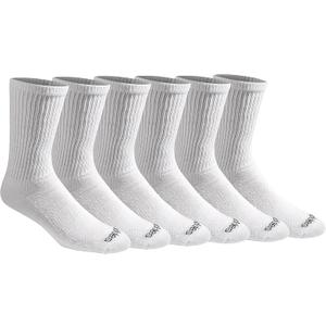 Dickies Men's Dri-Tech Essential Moisture Control Crew Socks Multipack, Solid White (6 Pairs), Large