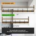 BAMEOS 35" L Wooden Coat Rack Wall Mount, Large Wall Coat Hooks with Shelf, Wall Hanging Shelf with 7 Dual Metal Hooks for Entryway, Bathroom, Kitchen, Living Room, Bedroom