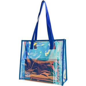 ONEART Iridescent Clear Tote Bag, Fashion Holographic Waterproof Beach Bag, Shoulder Handbag for Shopping, Gym, Travel