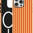 Jusy Magnetic Striped Phone Case for iPhone 15 Plus,Orange | Compatible with MagSafe, Cute Aesthetic Striped Design, TPU and PC Protective Shockproof Cover