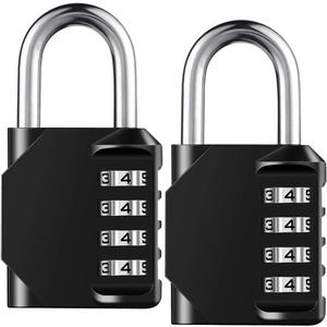 Combination Lock Resettable 4 Digit Padlock with Combination, AIHYTU Waterproof and Heavy Duty Combination Padlock Outdoor for School Gym Locker, Fence Gate, Toolbox, Employee Hasp Locker  2 Pack (Black (3.15 Inch))