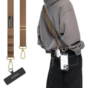 MAGEASY Universal Cell Phone Lanyard Crossbody - Anti-Theft Crossbody Phone Strap for iPhone 16 Pro Max & Most Smartphones, for Men & Women | 20mm (Khaki)