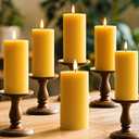 6 Pack Beeswax Candles for Diwali Decoration, 210 Hours Long Burning Emergency Candle Pure Natural Beeswax Candles for Home, Organic Unscented Bees Wax Pillar Candle for Prayer