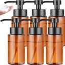 6 Pack 10 OZ Glass Foaming Soap Dispenser for Bathroom & Kitchen Foaming Hand Soap Dispenser with Labels Dispenser for Liquid Soap,Shampoo,Body Wash,Dish Soap,Amber