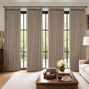 MIULEE Pinch Pleated 100% Blackout Curtains 90 Inch Long 4 Panel Set for Bedroom Thick Linen Memory Trained Pleat Living Room Darkening Back Tab Double Layer Thermal Insulated Drapes, Burlywood Birch
