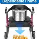 HOMLAND Bariatric Walkers for Seniors, 500lb Heavy Duty Rollator Walker with Extra Wide Padded Seat, 8 All Terrain Foldable Rolling Walker with Dual-Height Adjustable