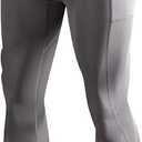 LAFROI Men's Quick Dry Cool Compression Fit Tights Leggings Waistband-YSK08 (Large, Pocket Grey)