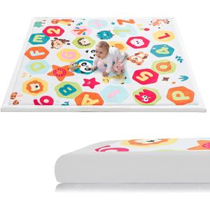 RONGFA Baby Play Mat for Floor,1.3" Thick Elasti-Foam Playpen Mat for Tummy Time, Easy Care with Non-Slip Cushioned for Infant,Kids and Toddler Crawling