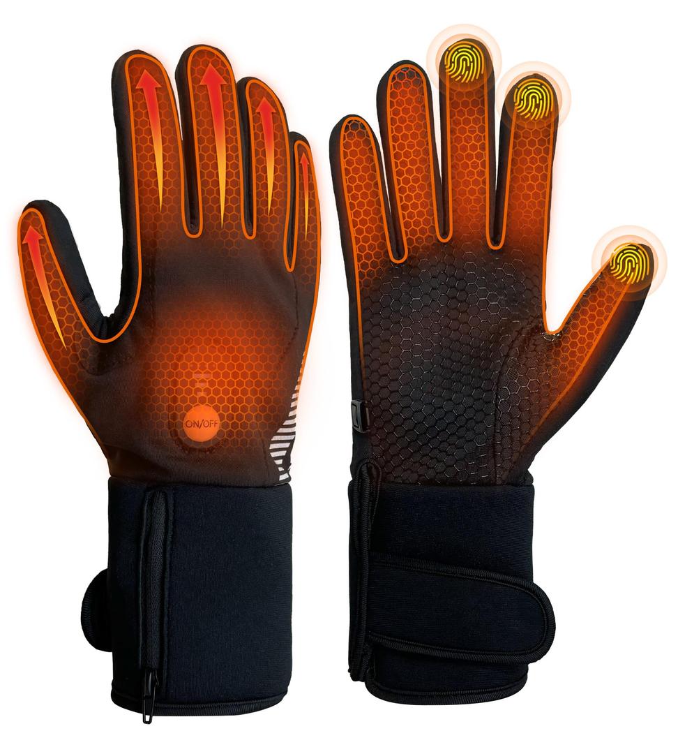 EBOSSOM Heated Glove Liners for Men Women, Rechargeable Battery Electric Heated Gloves, Winter Thin Heating Gloves with Arthritis Raynaud's for Riding Ski Snowboarding Hiking Cycling, Size M/L