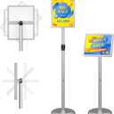 Adjustable Outdoor Sign Holder Stand for Display - Floor Sign Stand with Base for Business Retail Events 8.5x11 inches, Silver