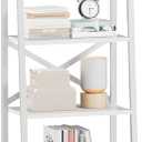 Furologee 5Tier Ladder Shelf with 2 Drawers,Narrow Bookshelf Storage Shelves,Industrial Bookcase Freestanding Rack Units for Bedroom,Living Room,Bathroom,Home Office,Balcony,Wood Metal, White