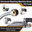 15 FT Washing Machine Hose,Long Washer Water Supply Hoses Hot And Cold Connection(2Packs),Washer Machine Hose Universal Fit for All Standard Wash Machines-by MIFLUS
