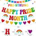 Happy Pride Month Banner LGBTQ+ Decoration Rainbow Party Decor Peace Love Pride Hope Diversity Equality Queer History Celebration Party Supplies