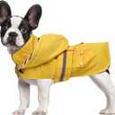 Dog Raincoat Puppy rain Jacket with Removable Hood for Small Medium Breeds Reflective Strap Storage Pockets in Cold Day Yellow M