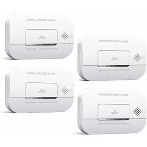 Ecoey Carbon Monoxide Detectors, 10-Year CO Detector with Human Alarm Sounds and Test Button, Carbon Monoxide Alarm with Electrochemical Technology and Low Battery Signal for Home, FJ127, 4 Packs (FJ127)