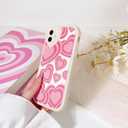 Lovmooful Compatible for iPhone 12 Case Cute Heart with Love Lens Bumper Protector for Girls Women Soft TPU Shockproof Protective Girly for iPhone 12-Pink Heart