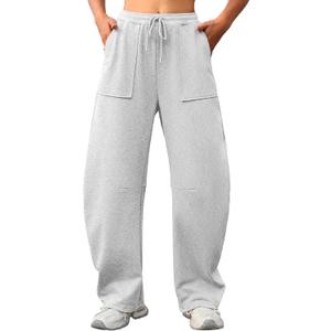 ELLEVEN Womens Baggy Barrel Sweatpants, High Waisted Wide Leg Sweat Pants Drawstring y2k Casual Palazzo Loose Trousers, M