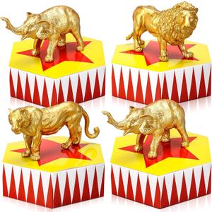 Preboun 4 Set Carnival Circus Party Decorations 8.3 x 3 Inch Carnival Centerpieces for Tables Circus Theme Party Decorations for Vintage Themed Birthday Supplies