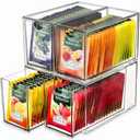 KAIDELI 4 Pack Tea Bag Drawers Organizer, Clear Plastic Stackable Tea Organizers and Storage, Portable Tea Bag Holder 6.5" x 4" x 3" for Kitchen Pantry Organizer