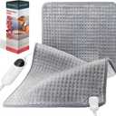 Heating Pad for Back Pain Relief and Period Cramps,Portable Heating Pad for Shoulders and Neck,with 10 Temperature Controllers and 3 Timer Settings,Dry/Moist Heat Therapy,12x24 Inch (Light Grey)